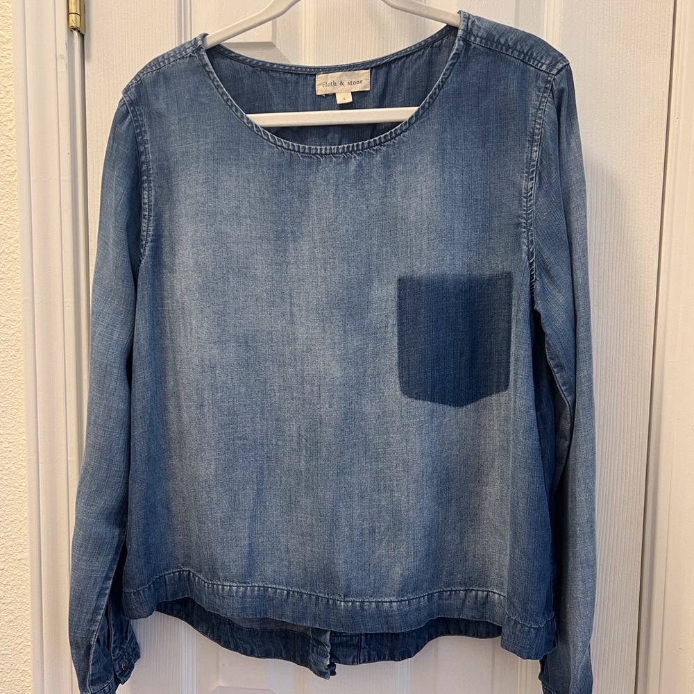 Cloth & Stone Blue Denim Top